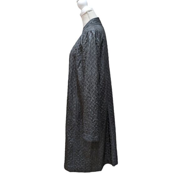 Eileen Fisher Textured Gray Silk Trench Coat - Picture 4 of 12